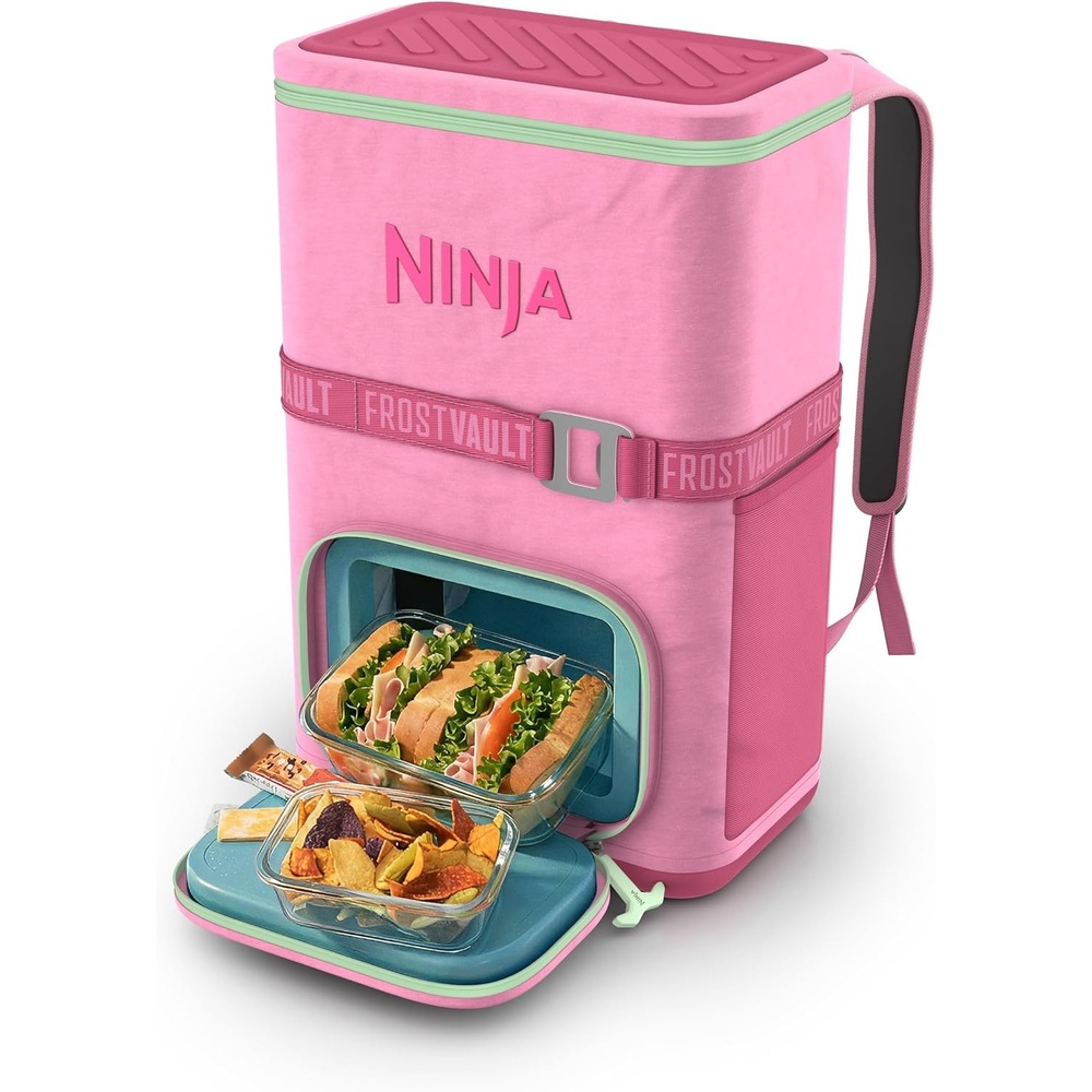 image:imageNinja  Backpack Cooler  FrostVault Go 36 Can Soft Cooler  Leakproof Zipper with Built in Can Opener 2 Ice Packs amp Dry Storage Drawer  for Hiking Camping amp More  Birch Beige  FF136CSStrawberry Rhubarb
