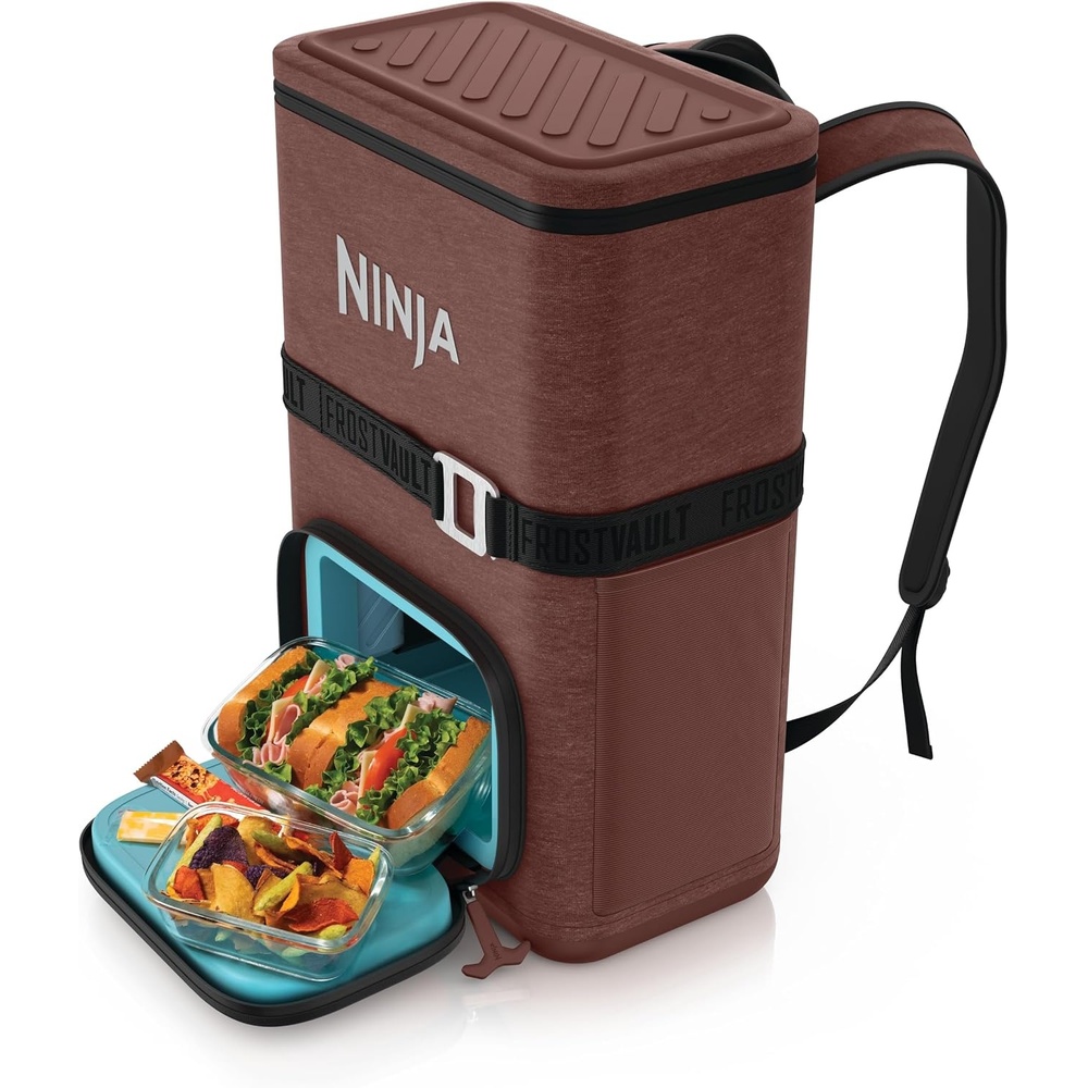 image:imageNinja  Backpack Cooler  FrostVault Go 36 Can Soft Cooler  Leakproof Zipper with Built in Can Opener 2 Ice Packs amp Dry Storage Drawer  for Hiking Camping amp More  Birch Beige  FF136CSCanyon Red