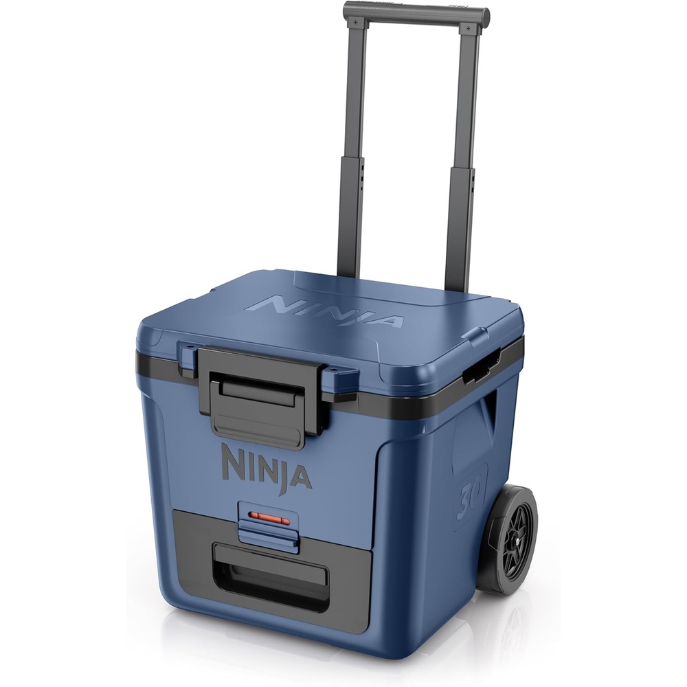image:imageNinja  FrostVault 30QT Cooler with Wheels  Insulated with Temp Dry Storage Drawer  Keeps Ice Cold for Days  for the Beach Camping Picnics amp More  Daffodil Daze  FB230YLLakeshore Blue