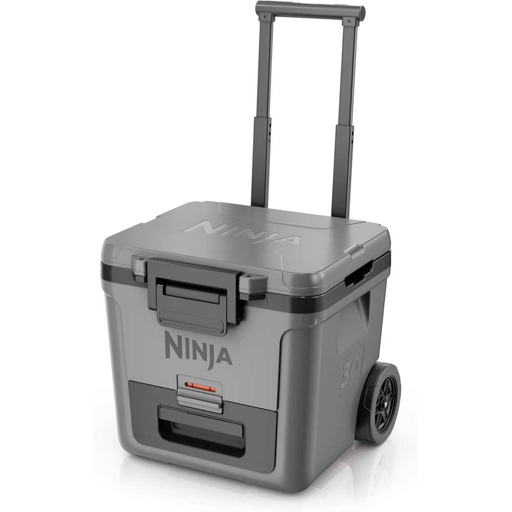 image:imageNinja  FrostVault 30QT Cooler with Wheels  Insulated with Temp Dry Storage Drawer  Keeps Ice Cold for Days  for the Beach Camping Picnics amp More  Daffodil Daze  FB230YLSlate Gray