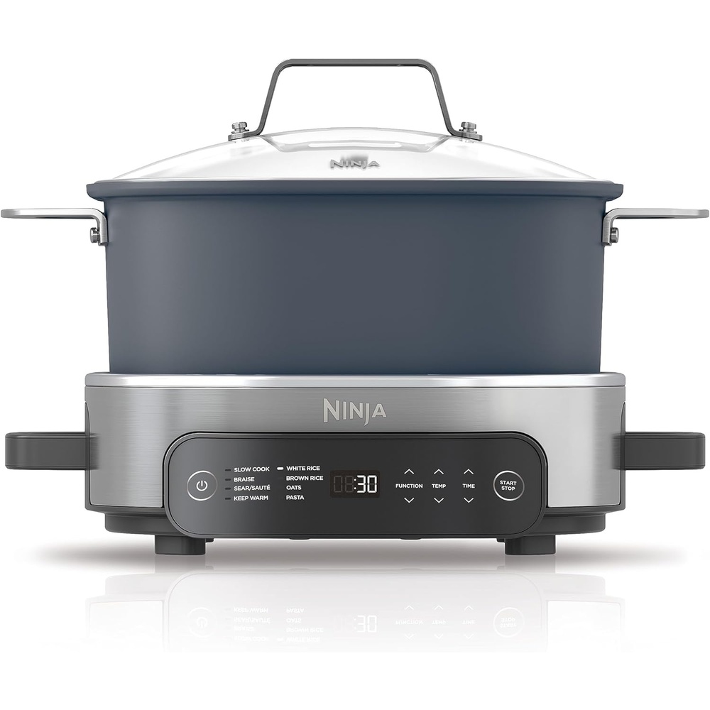 image:imageNinja 12in1 PossibleCooker PLUS  85qt  Sous Vide amp Proof MultiCooker  Slow Cooker Dutch Oven amp More  Glass Lid amp Integrated Spoon  Nonstick  Oven Safe Pot to 500F  Black  MC1010Midnight Blue