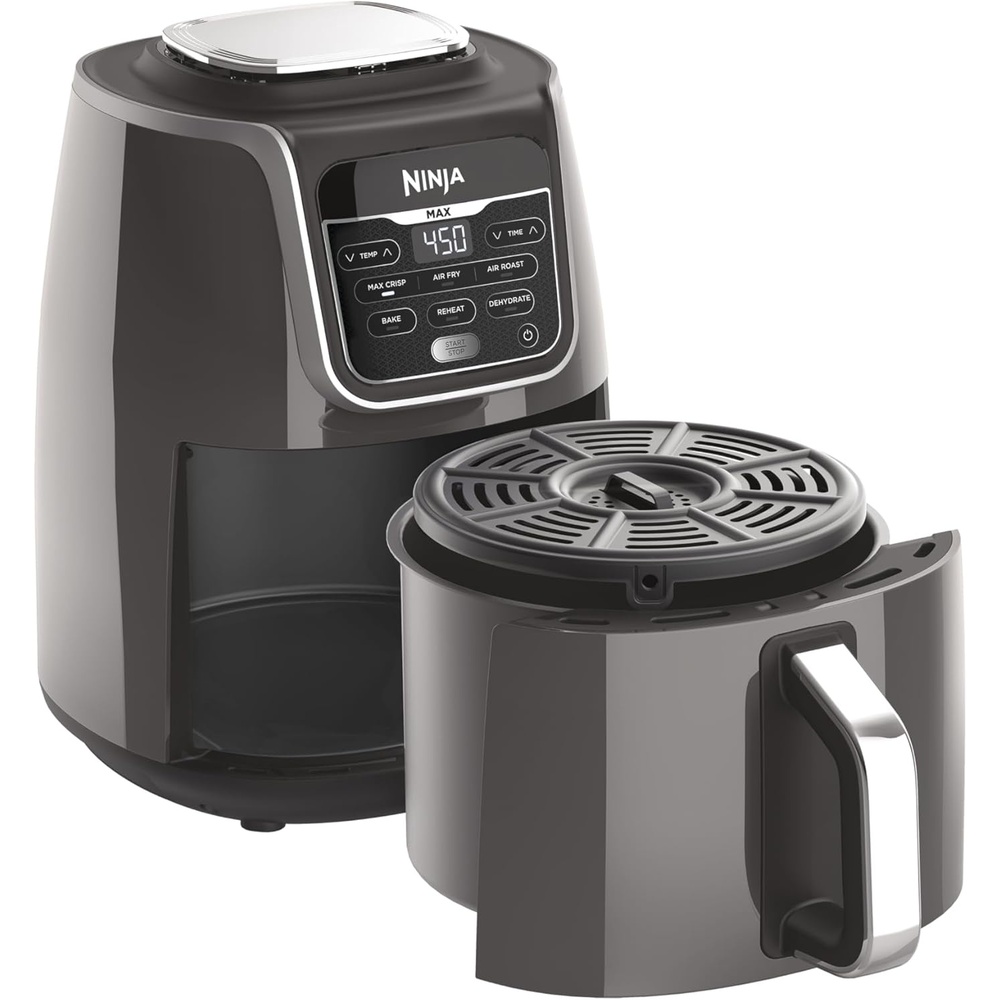 image:imageNinja AF161 Max XL Air Fryer that Cooks Crisps Roasts Bakes Reheats and Dehydrates with 55 Quart Capacity and a High Gloss Finish Grey55 QT MAX