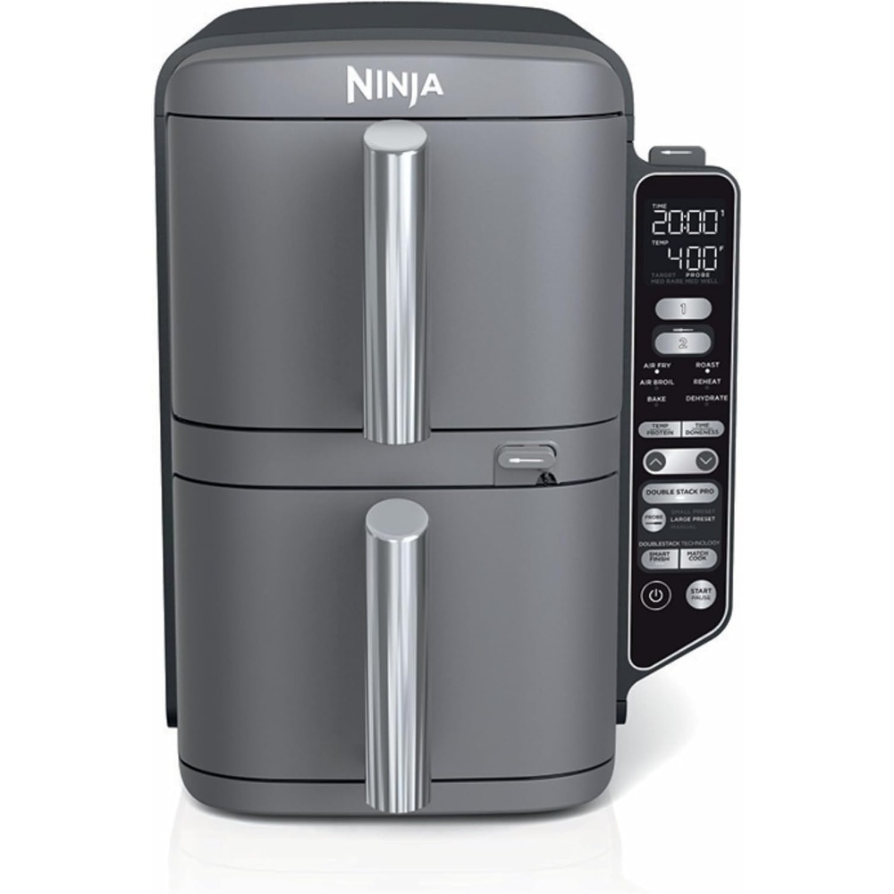 image:imageNinja Air Fryer 8 QT DoubleStack 2Basket Space Saving Design Cooks 2lb Chicken Wings Feeds up to 6 People 6in1 Air Fryer Roast Bake amp More Easy to Clean Dishwasher Safe Parts Black SL201100 Qt