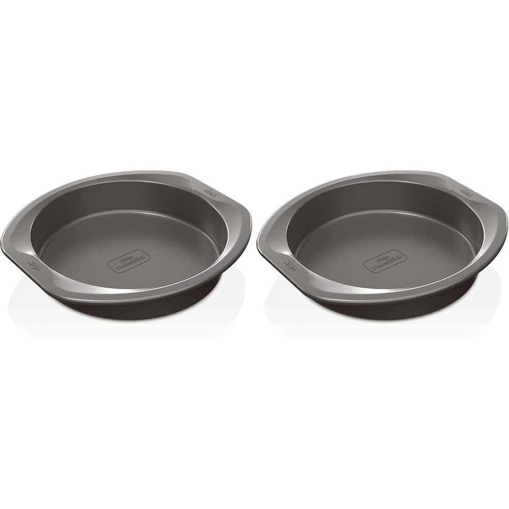 image:imageNinja B30309 Foodi NeverStick Premium 9 inch Round Cake Pan Nonstick Oven Safe up to 500F Dishwasher Safe Grey9 Round Pan Pack of 2