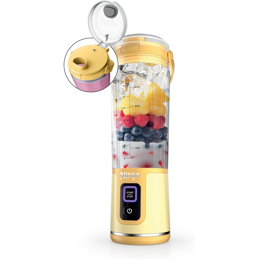 image:imageNinja BC151PR Blast Portable Blender Cordless 18oz Vessel Personal Blenderfor Shakes amp Smoothies BPA Free LeakproofLid amp Sip Spout USBC Rechargeable Dishwasher Safe Parts Passion FruitLemon Meringue