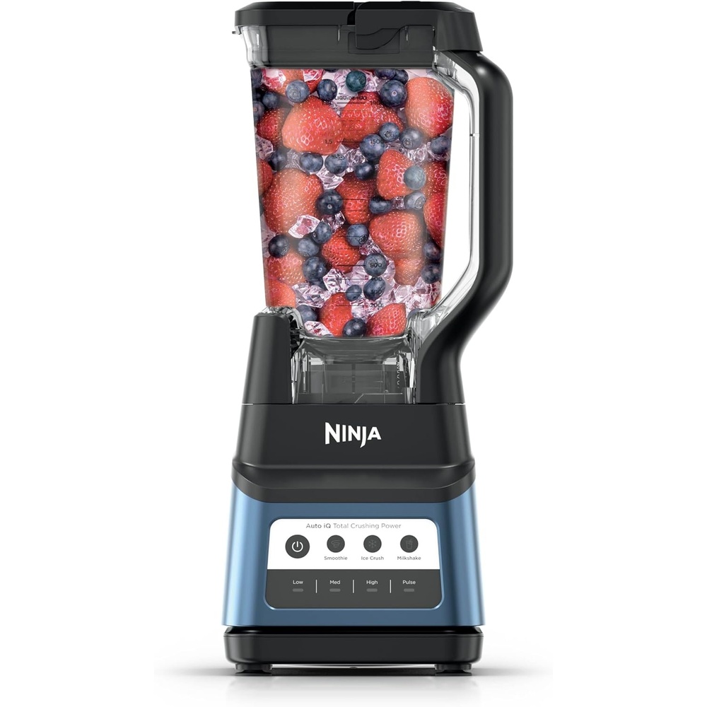 image:imageNinja BN801 Professional Plus Kitchen System 1400 WP 5 Functions for Smoothies Chopping Dough amp More with Auto IQ 72oz Blender Pitcher 64oz Processor Bowl 2 24oz ToGo Cups GreyBlue