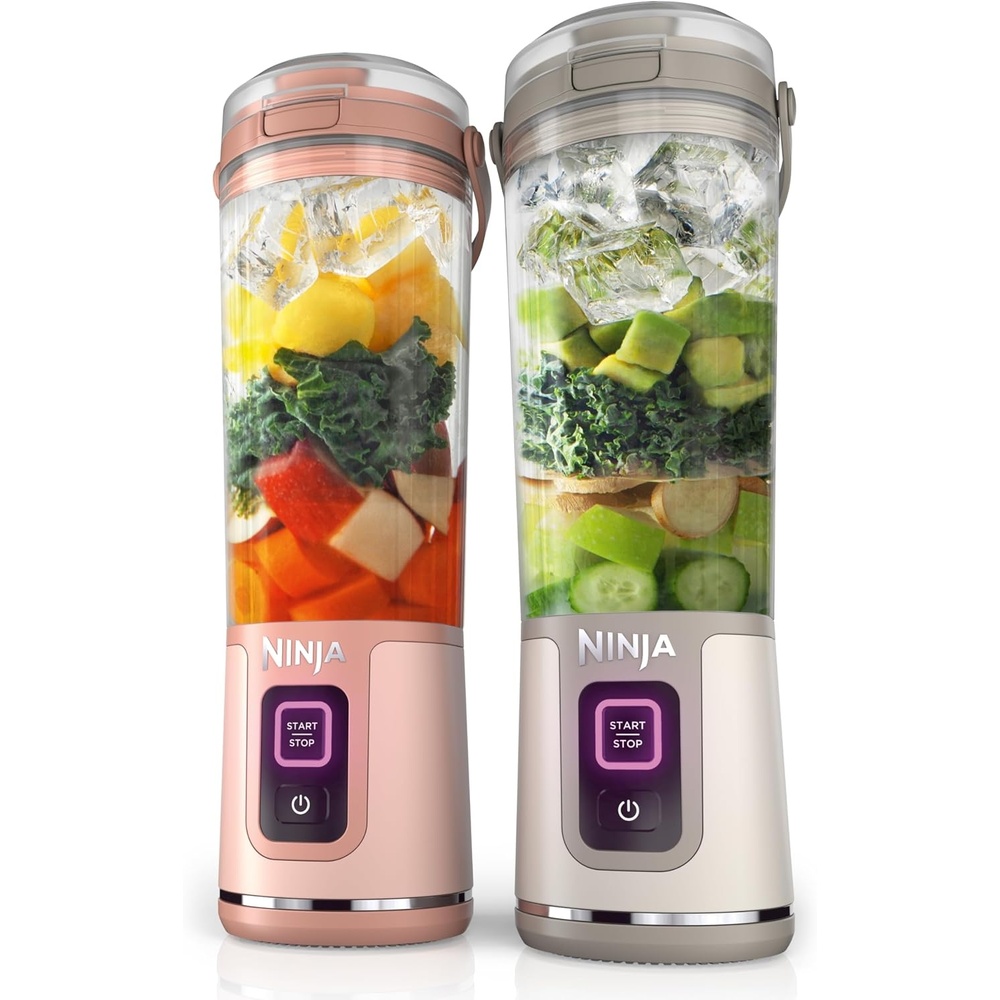 image:imageNinja Blast Portable Blender Cordless 18oz Vessel Personal Blender ForShakes and Smoothies BPA Free LeakproofLid and Sip Spout USBC Rechargeable Dishwasher Safe Parts Tinted Aqua BC151AQPeach  Stone
