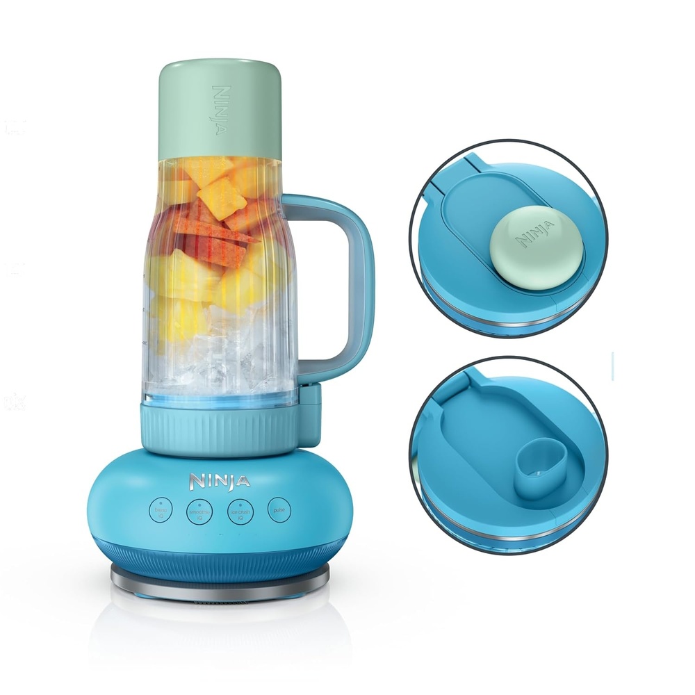 image:imageNinja BlendBOSS  Personal Smoothie Blender and Tumbler  26oz Travel Tumbler wLeakproof Lid amp Intergrated Chug Spout  AutoIQ Technololgy  1200 Peak Watt  Cyberspace  DB301CYBRN  NEWBlue Raspberry