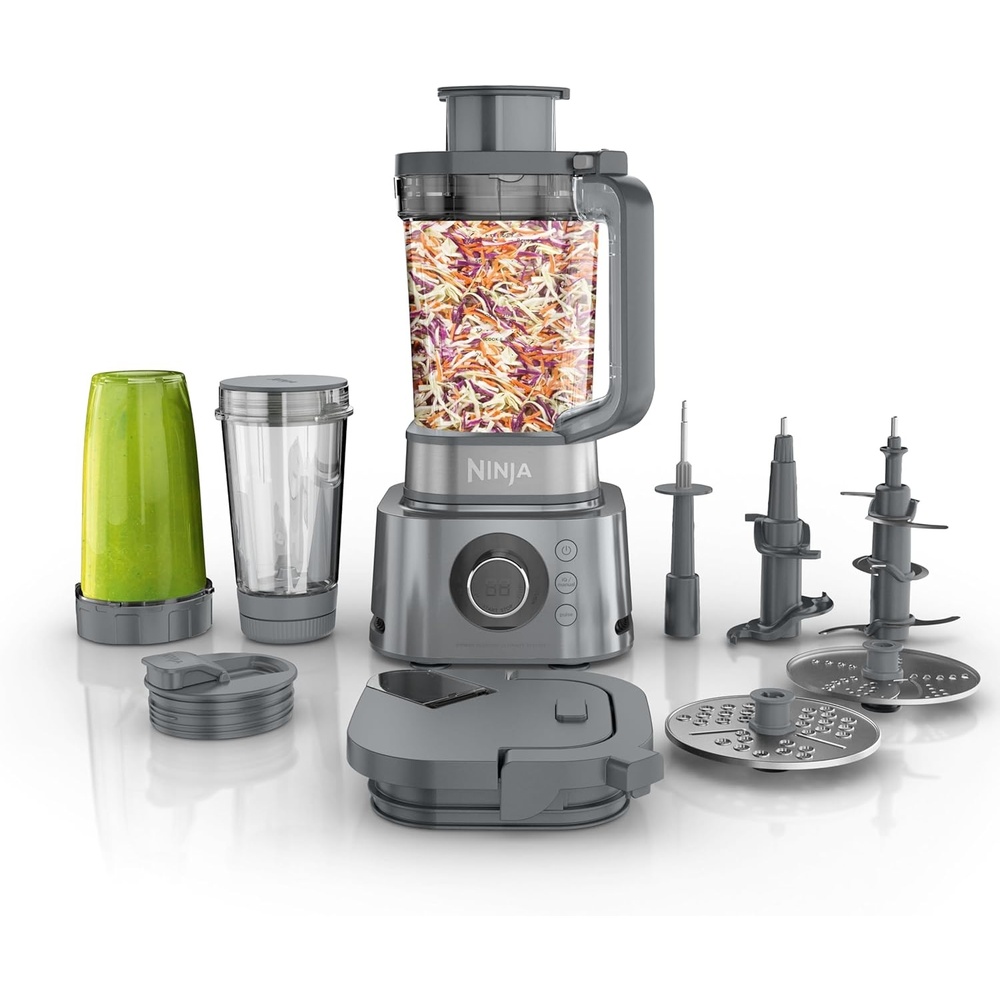 image:imageNinja Blender For Kitchen  Food Processor Combo System  Smoothie Maker amp Nutrient Extractor  6 Functions for Bowls Spreads Dough Shakes  72oz Pitcher amp ToGo Cups  Silver  SS351Pro Plus BlenderFood Prep Combo
