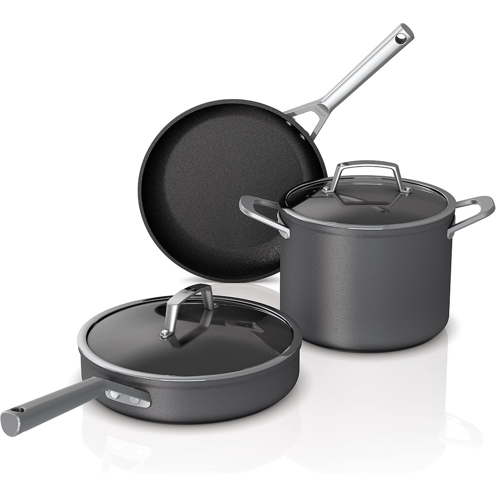 image:imageNinja C35000W Foodi NeverStick Premium HardAnodized 5Piece Cookware Set  BlackPremium