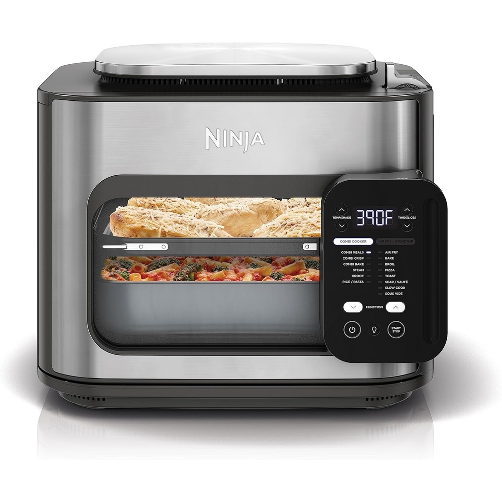 image:imageNinja Combi AllinOne Multicooker Oven amp Air Fryer Complete Meals in 15 Mins 14in1 Functions Combi Cooker  Air Fry Bake Roast Slow Cook and More 3 Accessories Stainless Steel SFP701Multicooker