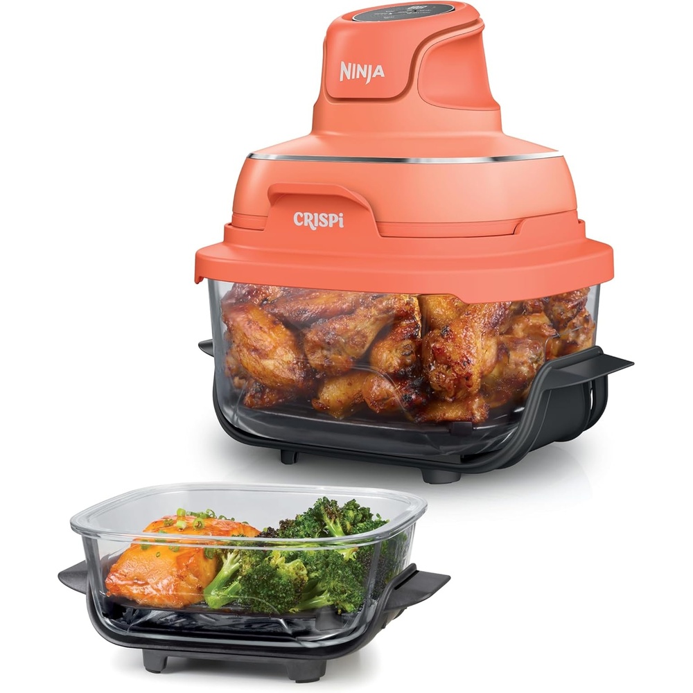 image:imageNinja Crispi 4in1 Glass Air Fryer  450F  NonToxic  4QT amp 6Cup Glass Containers wLids  Microwave Freezer Dishwasher Safe  Max Crisp Air Fry Bake Recrisp  Frosted Lilac  FN101PROrange Pepper