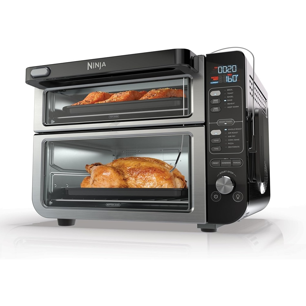 image:imageNinja DT251 Foodi 10in1 Smart XL Air Fry Oven Bake Broil Toast Roast Digital Toaster Thermometer True Surround Convection up to 450F includes 6 trays amp Recipe Guide Silver12in1 w Flexdoor