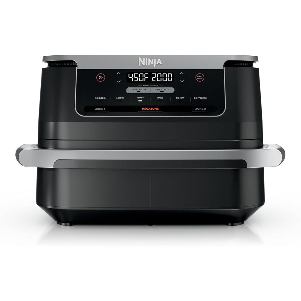 image:imageNinja DZ201 Foodi 8 Quart 6in1 DualZone 2Basket Air Fryer with 2 Independent Frying Baskets Match Cook amp Smart Finish to Roast Broil Dehydrate amp More for Quick Easy Meals Grey7QT  MegaZone