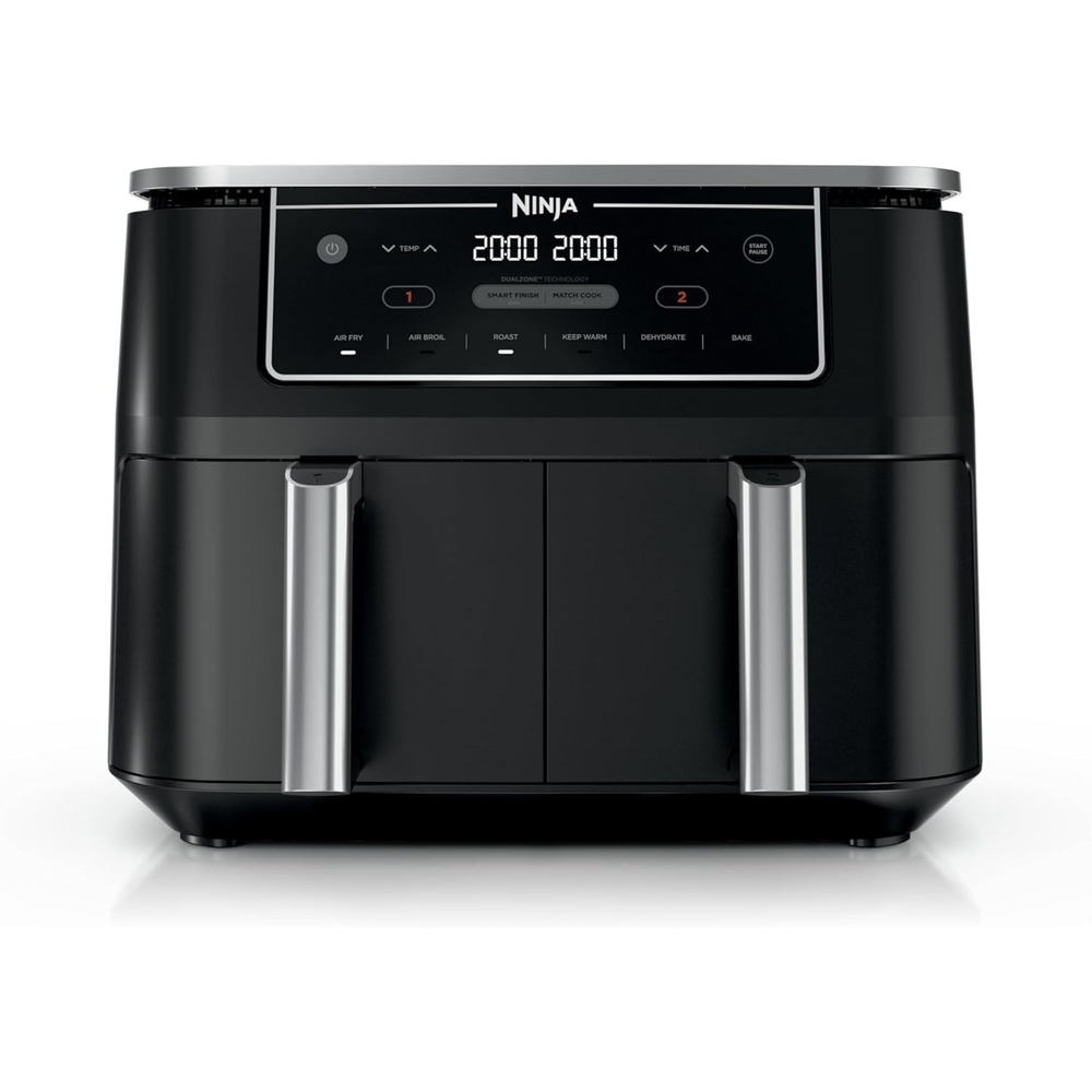 image:imageNinja DZ201 Foodi 8 Quart 6in1 DualZone 2Basket Air Fryer with 2 Independent Frying Baskets Match Cook amp Smart Finish to Roast Broil Dehydrate amp More for Quick Easy Meals Grey10QT  DualZone Black