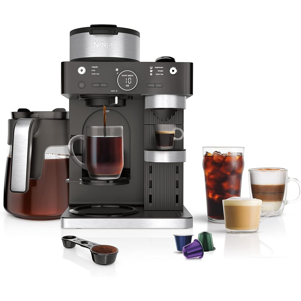 image:imageNinja DualBrew Coffee Maker  Brew Coffee Grounds amp Pods  Brew Classic Rich Over Ice amp Cold Brew  Brew SingleServe Cup to Full 12Cup Carafe  Stainless Steel  GP161Ninja Espresso  Coffee Maker Deluxe