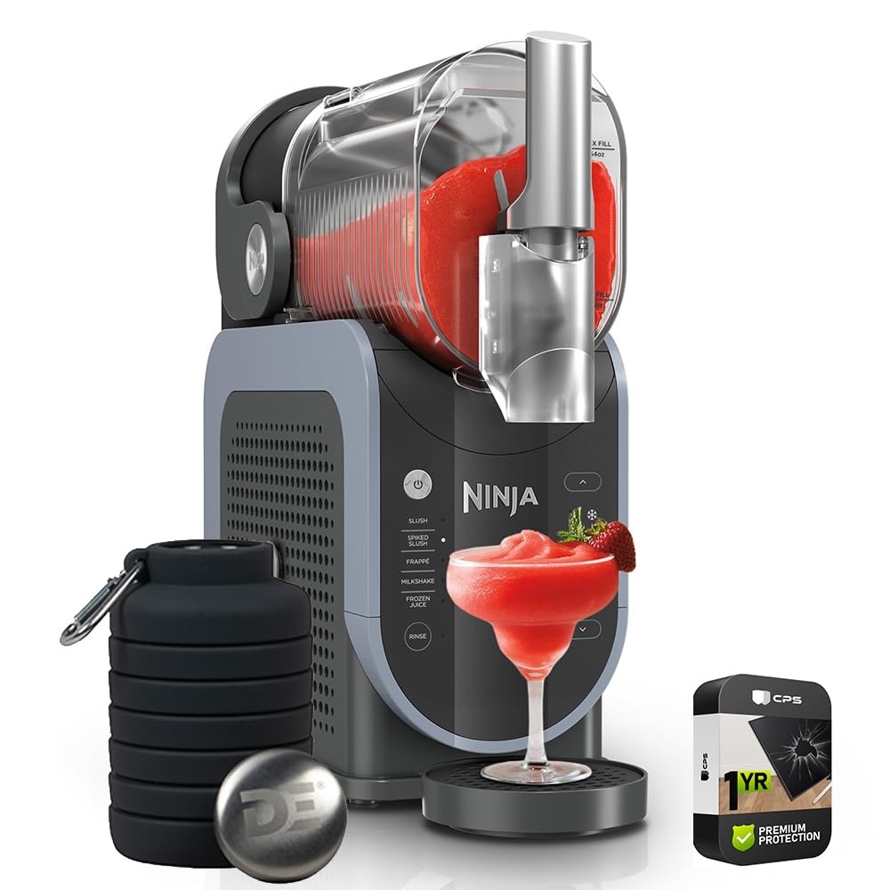 image:imageNinja FS301 SLUSHi 88 oz Frozen Drink amp Slushie Machine Renewed Bundle with Deco Essentials Collapsable Water Bottle BPA Free 24oz GrayStainless and 1 YR CPS Enhanced Protection Pack88 oz  5 Presets  Deco Gear Bottle