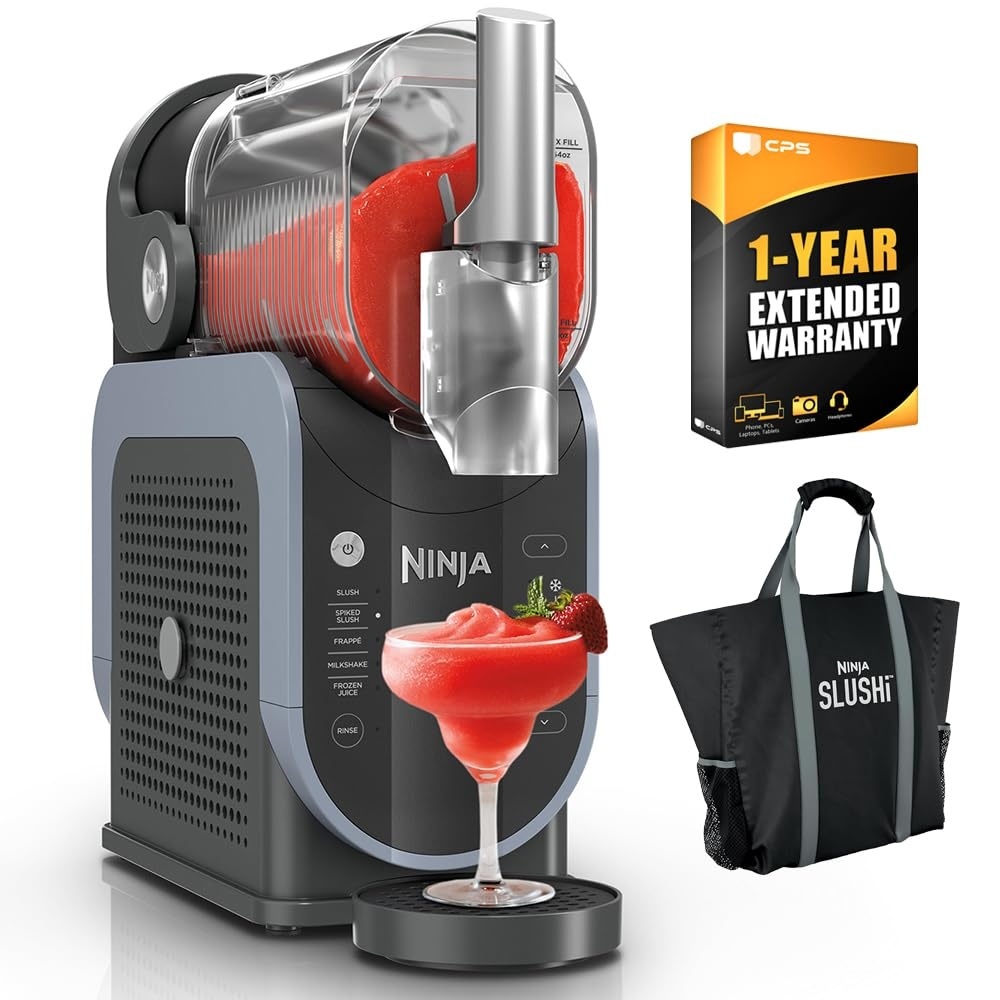 image:imageNinja FS301 SLUSHi 88 oz Frozen Drink amp Slushie Machine Renewed Bundle with Deco Essentials Collapsable Water Bottle BPA Free 24oz GrayStainless and 1 YR CPS Enhanced Protection Pack88 oz  5 Presets  Ninja Tote