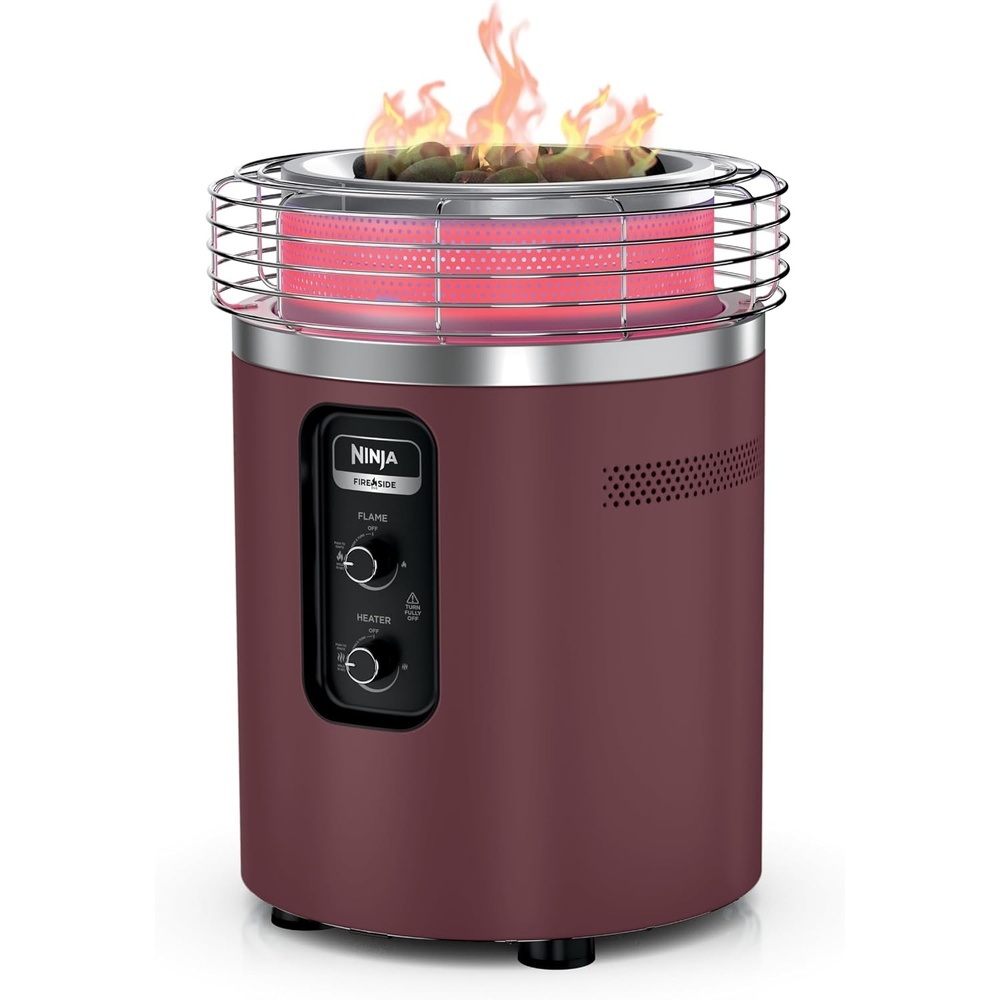 image:imageNinja Fireside360 Outdoor Heater amp Fire Pit  3 Modes Flame Heat Flame amp Heat  Portable for Patio Deck Camping  Easy Control Smokeless Flames  Push to Start Ignition  Charcoal  OF101AMZMaroon