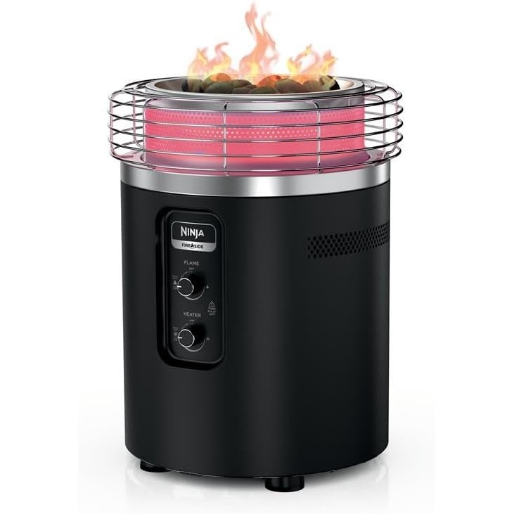 image:imageNinja Fireside360 Outdoor Heater amp Fire Pit  3 Modes Flame Heat Flame amp Heat  Portable for Patio Deck Camping  Easy Control Smokeless Flames  Push to Start Ignition  Charcoal  OF101AMZBlack