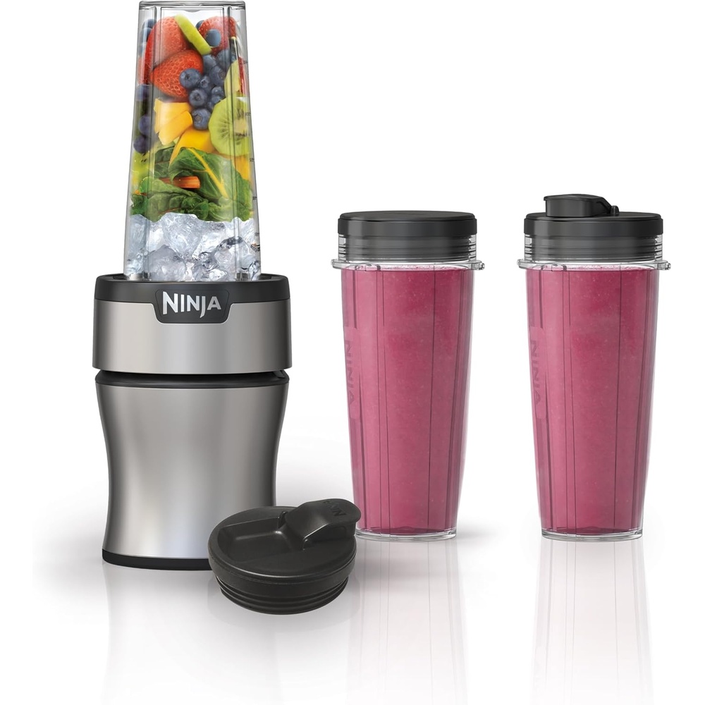 image:imageNinja Fit Compact Personal Blender  For Smoothies Shakes amp Frozen Drinks  2 16oz ToGo Cups with Spout Lids  700Watt Countertop  Black  QB3001SSPush to blend  3 cups