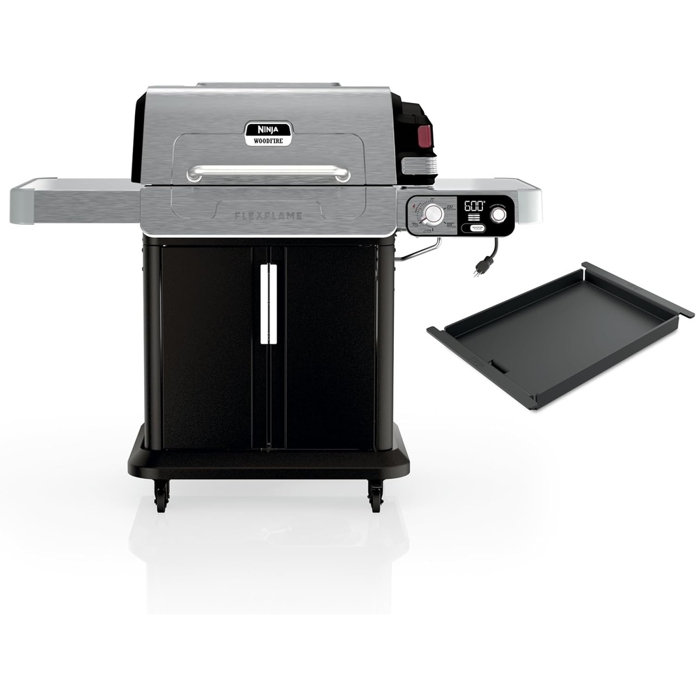 image:imageNinja FlexFlame Grill  Half Griddle Bundle with Electric amp Propane Grill Professional Grade Carbon Steel and grease Drain Rust Resistant