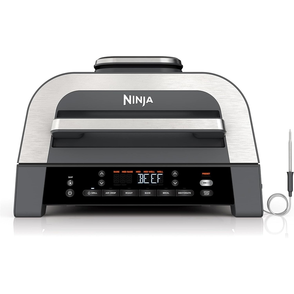 image:imageNinja Foodi Indoor Grill amp Air Fryer  5in1 Grill Air Fry Roast Bake amp Dehydrate  Cyclonic Grilling Technology  XL Capacity  Dishwasher Safe Parts  BlackGrey  AG3016in1 w probe