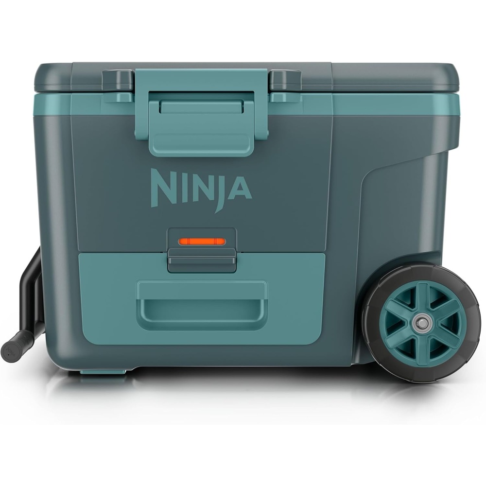 image:imageNinja FrostVault  65qt Wheeled Cooler with Cold Dry Zone  Integrated FridgeTemp Dry Storage Drawer  Premium HeavyDuty Insulated Cooler  Keeps Ice for Days  Cloud White  FB265WHHalocline Green