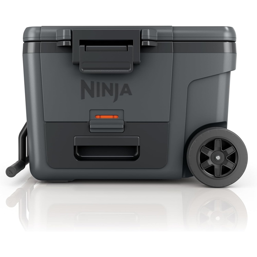 image:imageNinja FrostVault  65qt Wheeled Cooler with Cold Dry Zone  Integrated FridgeTemp Dry Storage Drawer  Premium HeavyDuty Insulated Cooler  Keeps Ice for Days  Cloud White  FB265WHCharcoal Grey