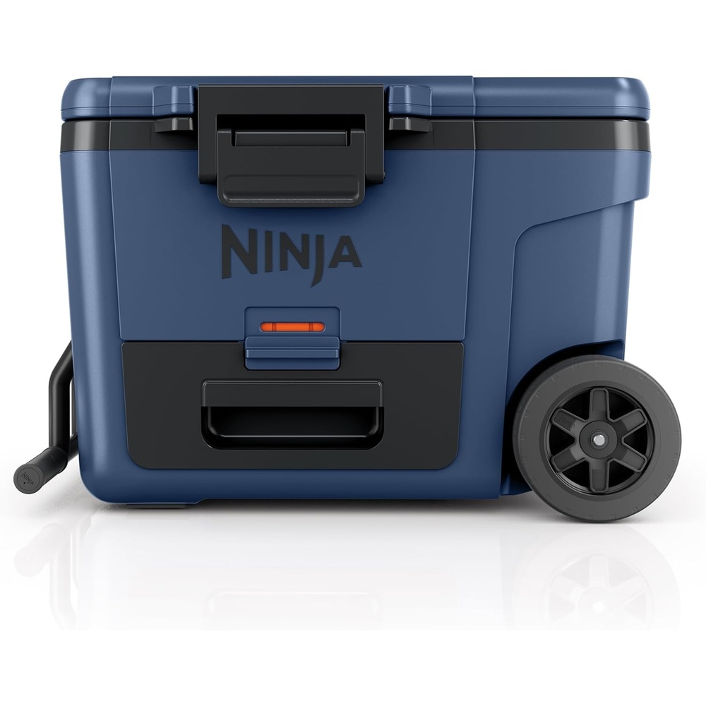 image:imageNinja FrostVault  65qt Wheeled Cooler with Cold Dry Zone  Integrated FridgeTemp Dry Storage Drawer  Premium HeavyDuty Insulated Cooler  Keeps Ice for Days  Cloud White  FB265WHLakeshore Blue