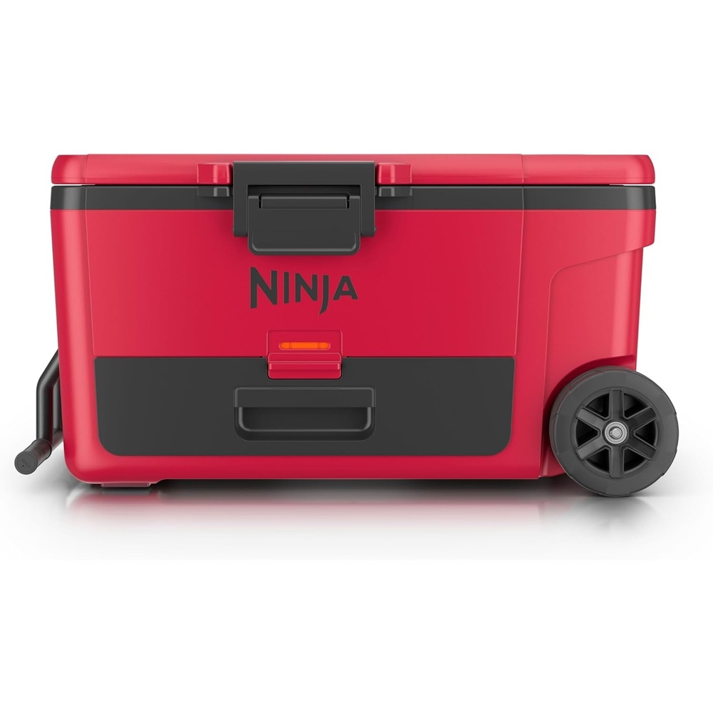image:imageNinja FrostVault  65qt Wheeled Cooler with Cold Dry Zone  Integrated FridgeTemp Dry Storage Drawer  Premium HeavyDuty Insulated Cooler  Keeps Ice for Days  Cloud White  FB265WHTrue Red
