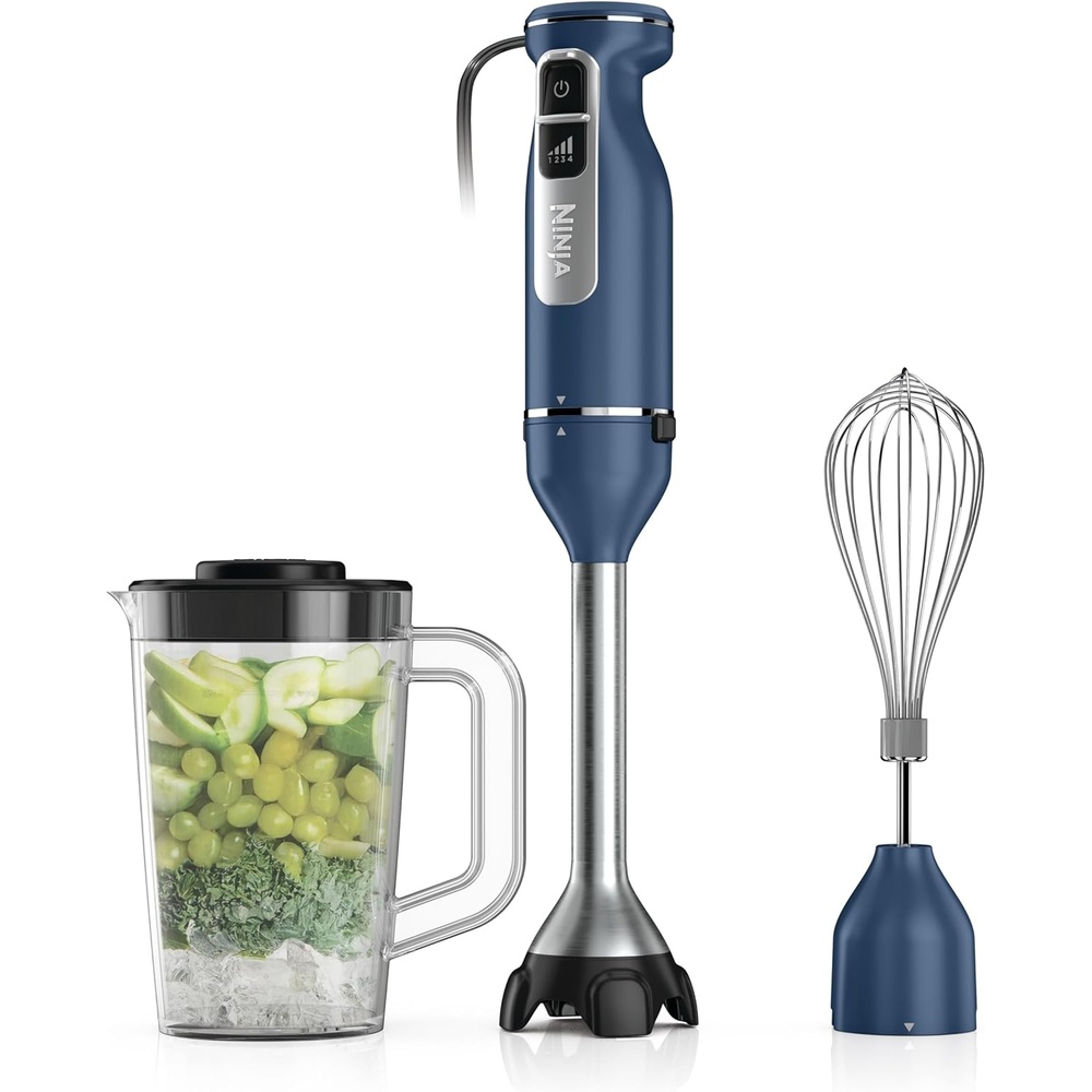 image:imageNinja Immersion Blender and Whisk Hand Stick Blender 4 Speeds with SplatterShield and PanProtect 4Cup Blending Vessel Dishwasher Safe 5ft Cord Ergonomic Deep Navy CI201NDNavy