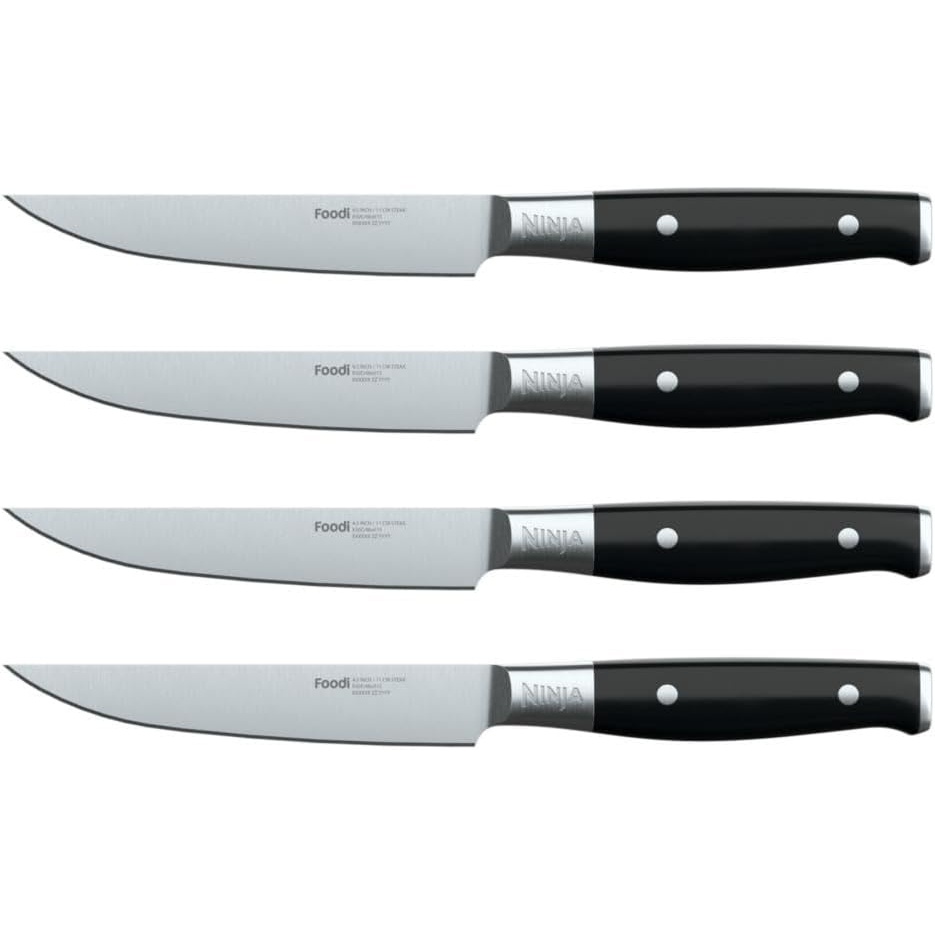 image:imageNinja K32004 Foodi NeverDull System 4Piece Steak Knife Set Premium German Stainless Steel Black4 Steak Knives