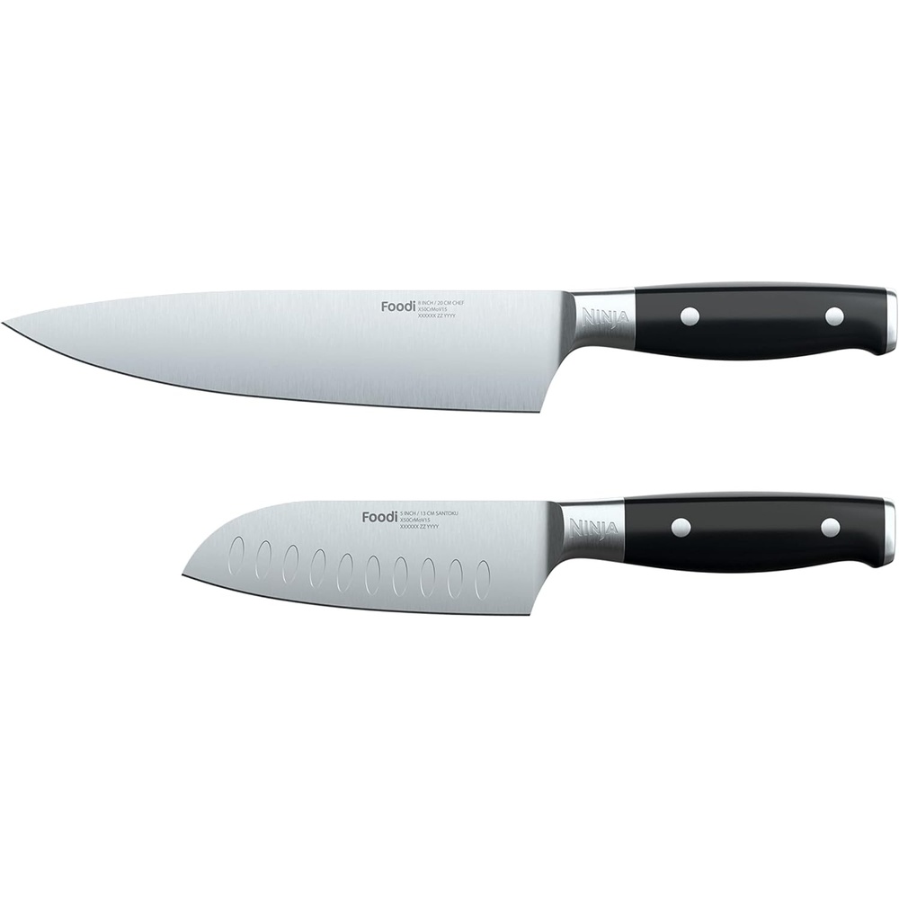 image:imageNinja K32004 Foodi NeverDull System 4Piece Steak Knife Set Premium German Stainless Steel BlackChef Knife  Santoku Knife