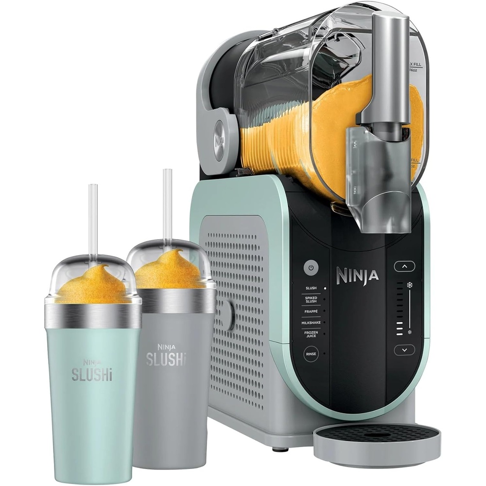 image:imageNinja SLUSHi with RapidChill Technology 96 oz Frozen Drink amp Slushie Machine 5 Programs Slush Spiked Slush Frappe Milkshake Frozen Juice FS305CO  Two 16oz Insulated Bubble Cups Renewed