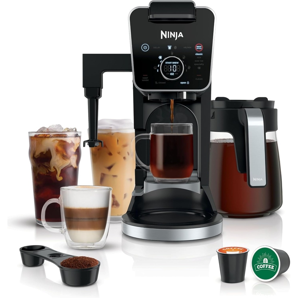 image:imageNinja Specialty Drip Coffee Maker  DualBrew Pro Specialty Coffee Machine wFrother Permanent Filter  Brew wPods amp Grounds K Cups Compatible  4 Brew Styles 13 Cup to Pot Sizes  Black CFP307w K Cup Combo Paper Filter