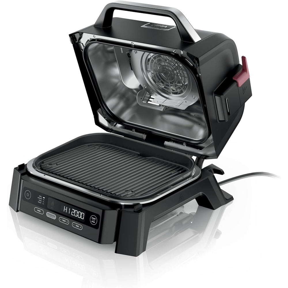 image:imageNinja Woodfire Outdoor Grill amp Smoker 6in1 Functionality Grill Smoke Bake Roast Air Fry Broil Authentic Woodfire Flavors Electric Heat OG3214in1 Grill  Smoker