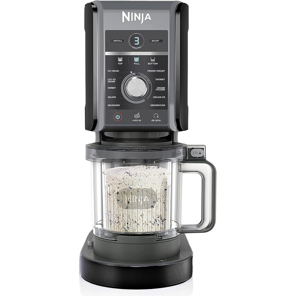 image:imageRefurbished Ninja NC501 CREAMi Deluxe 11in1 Ice Cream amp Frozen Treat Maker with 2 XL Family Size Pint Containers Dark SilverBlack