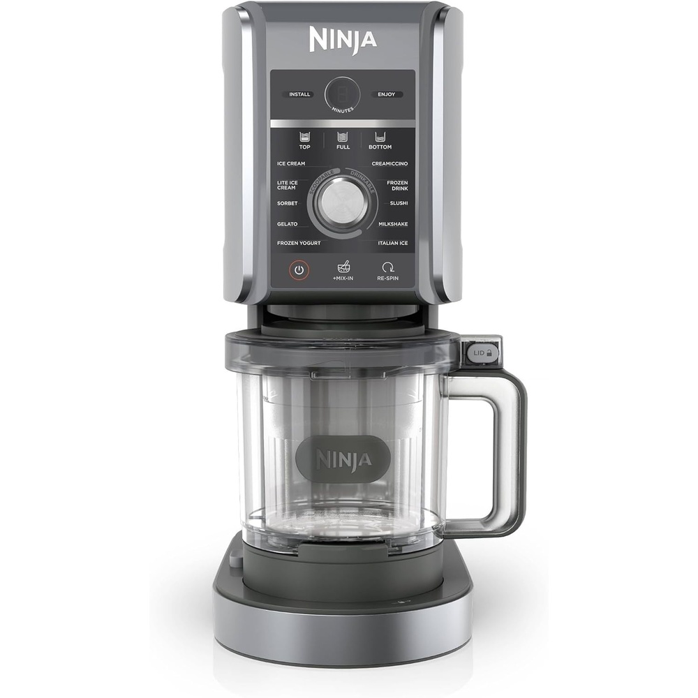 image:imageRefurbished Ninja NC501 CREAMi Deluxe 11in1 Ice Cream amp Frozen Treat Maker with 2 XL Family Size Pint Containers Dark SilverSilver