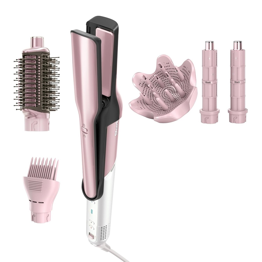 image:imageShark Glam Ceramic amp Powerful Air Styling amp Drying System with Silki Straightener amp Shark Glossi Air Glosser for Drying Curling Straightening amp Glossing Gold HD6051S Straight amp Wavy HairCurly  Coily Hair Pink