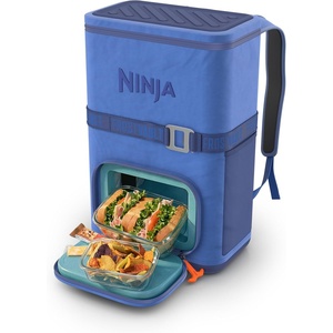 Ninja | Backpack Cooler | FrostVault Go 36 Can Soft Cooler | Leakproof Zipper with Built in Can Opener, 2 Ice Packs & Dry Storage Drawer | for Hiking, Camping & More | Birch Beige | FF136CS(Luminous Blue)