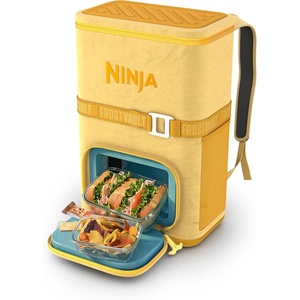 Ninja | Backpack Cooler | FrostVault Go 36 Can Soft Cooler | Leakproof Zipper with Built in Can Opener, 2 Ice Packs & Dry Storage Drawer | for Hiking, Camping & More | Birch Beige | FF136CS(Daffodil Daze)