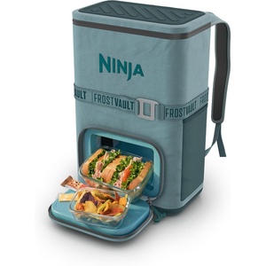 Ninja | Backpack Cooler | FrostVault Go 36 Can Soft Cooler | Leakproof Zipper with Built in Can Opener, 2 Ice Packs & Dry Storage Drawer | for Hiking, Camping & More | Birch Beige | FF136CS(Halocline Green)