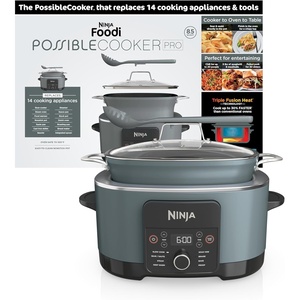 Ninja® 12-in-1 PossibleCooker™ PLUS | 8.5-qt – Sous Vide & Proof Multi-Cooker | Slow Cooker, Dutch Oven & More | Glass Lid & Integrated Spoon | Nonstick | Oven Safe Pot to 500°F | Black | MC1010(Gray)