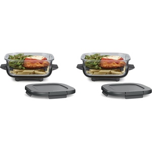 Ninja 2.5-QT CleanCrisp™ Glass Container & Storage lid, Compatible with Ninja Crispi FN101 & AS101 Portable Cooking System, Microwave, Freezer and Dishwasher Safe, PFAS and PTFE Free, XSKSFNMED(6 Cup (Pack of 2))