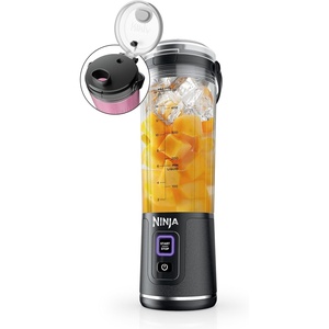 Ninja BC151PR Blast Portable Blender, Cordless, 18oz. Vessel, Personal Blender-for Shakes & Smoothies, BPA Free, Leakproof-Lid & Sip Spout, USB-C Rechargeable, Dishwasher Safe Parts, Passion Fruit(Metallic Black)