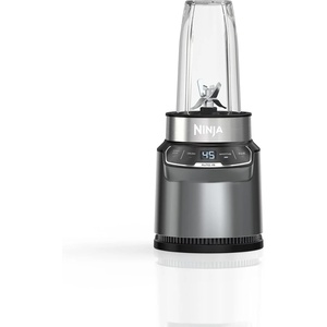 Ninja BN400 Nutri Pro Compact Personal Blender, Auto-iQ Technology, 1000-Watts, for Frozen Drinks, Smoothies, Sauces & More, with 18-oz. & 24-oz. To-Go Cups & Spout Lids, Stone Silver (Renewed)