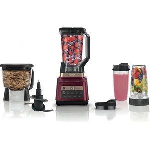 Ninja BN801 Professional Plus Kitchen System, 1400 WP, 5 Functions for Smoothies, Chopping, Dough & More with Auto IQ, 72-oz.* Blender Pitcher, 64-oz. Processor Bowl, (2) 24-oz. To-Go Cups, Grey(Red)