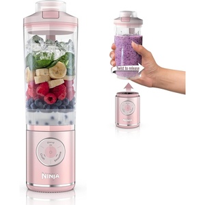 Ninja Blast Max, Portable & Personal Blender + Twist & Go, Smoothie, Blend, Ice Crush, 3 Programs, Cordless, 22 oz removable Vessel, Dishwasher Safe, Leakproof, Grey, BC251GY(Pink)
