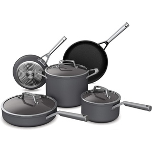 Ninja C33000 Foodi NeverStick Premium 3-Piece Cookware Set, 12-Inch Fry Pan, 5-Quart Sauté Pan with Glass Lid, Hard-Anodized, Nonstick, Durable & Oven Safe to 500°F, Slate Grey(8-Piece Set)